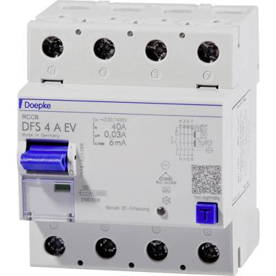 Doepke 09134818 DFS4 040-4/0,03-EV 4polig 40/0,03A Aardlekschakelaar A 4-polig 40 A 0.03 A 400 V Doepke 09134818 DFS4 040-4/0,03-EV 4polig 40/0,03A Aardlekschakelaar A 4-polig 40 A 0.03 A 400 V