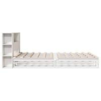 Bed met boekenkast zonder matras massief hout wit 140x190 cm - thumbnail