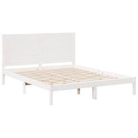 Bedframe extra lang zonder matras massief hout wit 140x210 cm - thumbnail