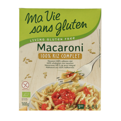 Macaroni van volkoren rijst glutenvrij bio 500 Gram