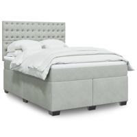 Boxspring met matras fluweel lichtgrijs 140x190 cm - thumbnail