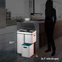 EKO Recycle Mirage Plus Sensor Afvalbak 30+15+15L Mat RVS - thumbnail