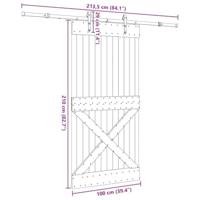Schuifdeur met beslag 100x210 cm massief grenenhout - thumbnail