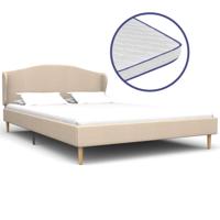 vidaXL Bed met traagschuim matras stof beige 140x200 cm - thumbnail