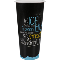 Depa | Milkshakebeker | ICE is (N)ICE | Karton + PE | 500ml | 22oz | 170mm | zwart/blauw | 1000 stuks - thumbnail