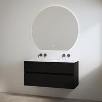 Duo Wastafel zonder Kraangaten met Onderkast Best Design Bora 120 cm Mat Zwart - thumbnail