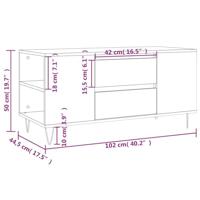 Salontafel 102x44,5x50 cm bewerkt hout zwart - thumbnail