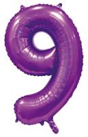 Paarse Cijferballon '9' (86cm) - thumbnail