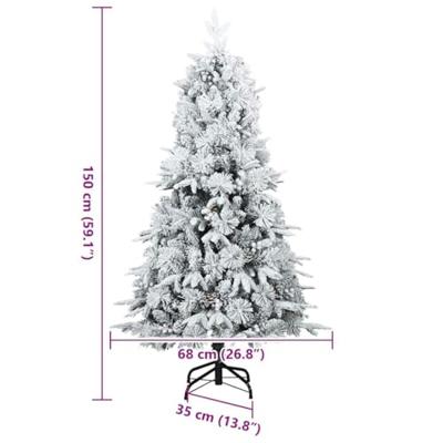 VidaXL Kunstmatige inklapbare kerstboom wit 150 cm pe en pvc