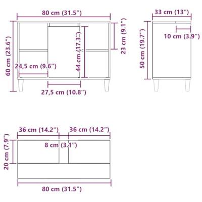 Spoelbakkast 80x33x60 cm bewerkt hout zwart eikenkleurig