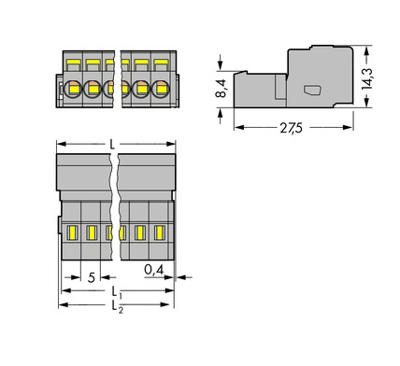 WAGO 231-610 Male header (standaard) 300 Totaal aantal polen: 10 Rastermaat: 5 mm Inhoud: 50 stuk(s)