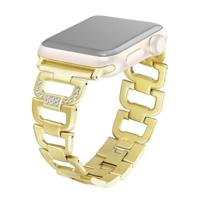 Kleurrijke diamant roestvrijstalen horlogeband voor Apple Watch serie & 40mm/3 & 2 & 1 38mm (goud) - thumbnail