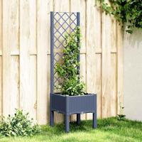 VidaXL Plantenbak met latwerk 40x40x142 cm polypropeen grijs - thumbnail