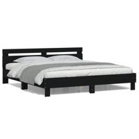 Bedframe met hoofdeinde en LED zwart 180x200 cm - thumbnail