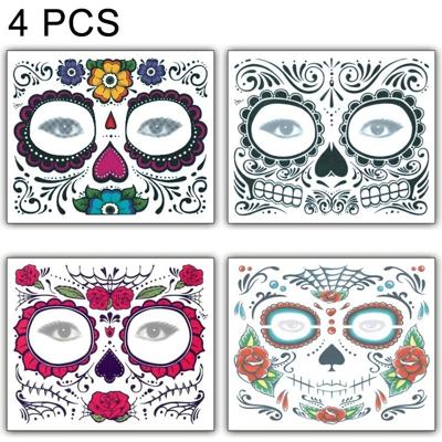 4 PC's Halloween waterdicht tijdelijke gezicht Tattoo Stickers grootte: 150 * 125mm willekeurige stijl-levering