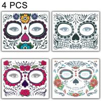 4 PC's Halloween waterdicht tijdelijke gezicht Tattoo Stickers grootte: 150 * 125mm willekeurige stijl-levering - thumbnail
