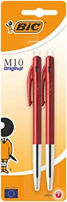 Bic balpen M10 Clic op blister, medium punt, rood