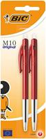 Bic balpen M10 Clic op blister, medium punt, rood - thumbnail