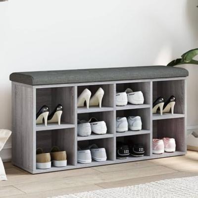 Schoenenbank 102x32x50 cm bewerkt hout grijs sonoma eikenkleur