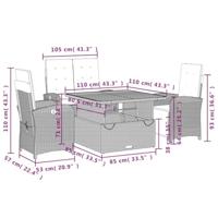 4-delige Tuinset met kussens poly rattan grijs - thumbnail