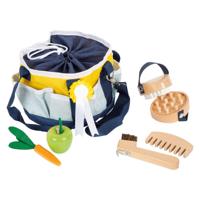 Small Foot houten paardenverzorgingsset met tas, 8dlg. - thumbnail