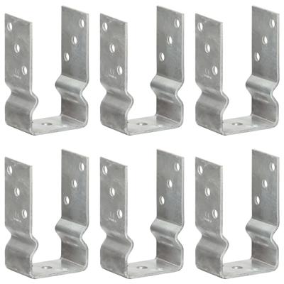 VidaXL Grondankers 6 st 8x6x15 cm gegalvaniseerd staal zilverkleurig