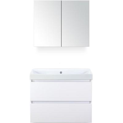 Maxx XL Badmeubelset 80 cm - Wit Hoogglans - Wastafel Just Zonder Kraangat met Spiegelkast