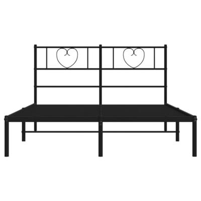 Bedframe met hoofdbord metaal zwart 140x200 cm