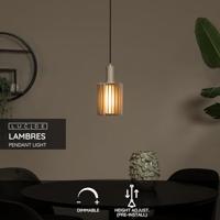 Lucide LAMBRES - Hanglamp - Ø 15 cm - 1xE27 - Taupe - thumbnail