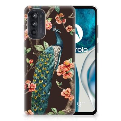 Motorola Moto G52/G82 | TPU Hoesje | Pauw met Bloemen Motorola Moto G52/G82 | TPU Hoesje | Pauw met Bloemen