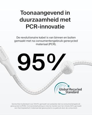 Kabel USB-C naar USB-C Belkin CAB025HQ2MWH Wit 2 m Snellader Kabel USB-C naar USB-C Belkin CAB025HQ2MWH Wit 2 m Snellader
