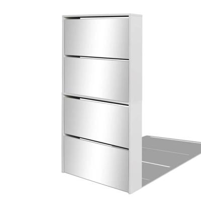 VidaXL Schoenenkast met 4 spiegels 63x17x134 cm wit VidaXL Schoenenkast met 4 spiegels 63x17x134 cm wit