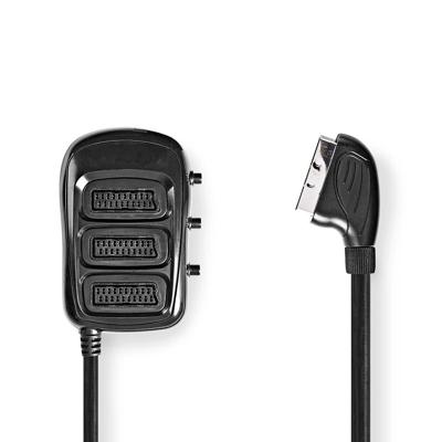 Nedis SCART-Switchbox | SCART Male | 3x SCART Female | Vernikkeld | Maximale resolutie: 800x480 | 0.50 m | Rond | PVC | Zwart | Doos - CVGB31835BK05