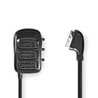 Nedis SCART-Switchbox | SCART Male | 3x SCART Female | Vernikkeld | Maximale resolutie: 800x480 | 0.50 m | Rond | PVC | Zwart | Doos - CVGB31835BK05 - thumbnail