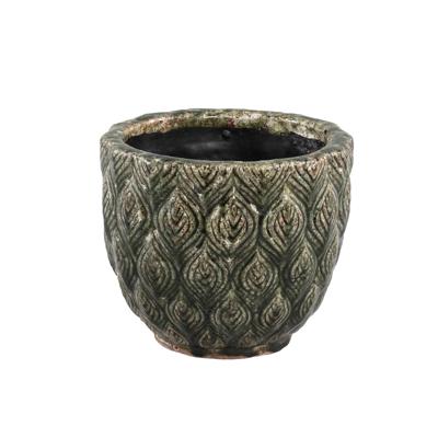 PTMD Pot Skipp groen met pauw M 19 X 19 X 16 PTMD Pot Skipp groen met pauw M 19 X 19 X 16