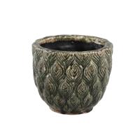 PTMD Pot Skipp groen met pauw M 19 X 19 X 16 - thumbnail