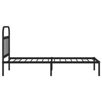 Bedframe met hoofdbord metaal zwart 90x200 cm - thumbnail