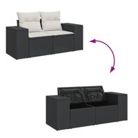 4-delige Loungeset met kussens poly rattan zwart - thumbnail