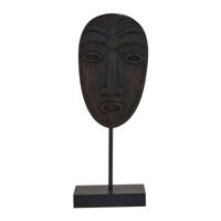 Houten masker staand - zwart - 13,5x8x36 cm - thumbnail