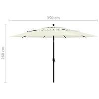 Parasol 3-laags met aluminium paal 3,5 m zandkleurig - thumbnail