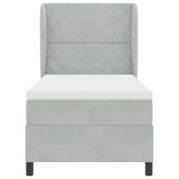 Boxspring bed met matras Lichtgrijs 100 x 200 cm Fluweel - thumbnail