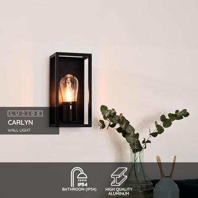 Lucide CARLYN - Wandlamp Badkamer - 1xE14 - IP54 - Zwart Lucide CARLYN - Wandlamp Badkamer - 1xE14 - IP54 - Zwart