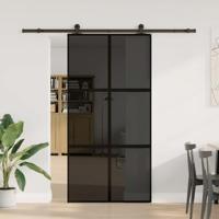 Schuifdeur met beslag 102,5x205 cm gehard glas en aluminium - thumbnail