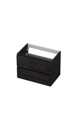 Onderkast INK 2 laden greeploos met houten keerlijst 70 cm x 45 cm x 52 cm Houtskool eiken 1257118
