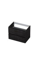Onderkast INK 2 laden greeploos met houten keerlijst 70 cm x 45 cm x 52 cm Houtskool eiken 1257118 - thumbnail
