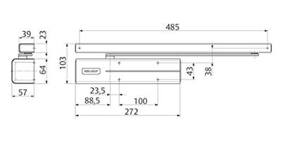 ASSA ABLOY DC700 Design Cam-Motion deurdranger EN 3-6 | exclusief arm | kleur zilver EV1. | 170 - 10 ° - A000304122