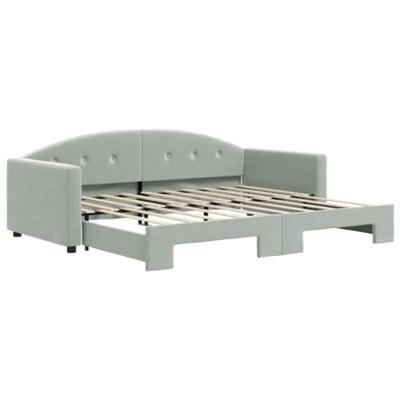 Slaapbank met onderschuifbed 90x190 cm fluweel lichtgrijs