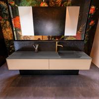 Badkamermeubelset Mondiaz Erin 200 cm met 2 Lades met RIDGE Wastafel Rechts Dark grey met 1 kraangat Greeploos Mat Rosee - thumbnail