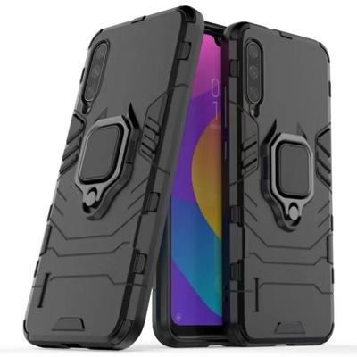 PC + TPU schokbestendige beschermhoes met magnetische ring houder voor Xiaomi mi CC9/a3 Lite (zwart)