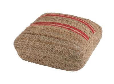 J-Line Poef 'Desiderius' kleur Naturel / Rood, 60 x 60cm J-Line Poef 'Desiderius' kleur Naturel / Rood, 60 x 60cm